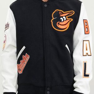 Baltimore Orioles Black And White Letterman Jacket