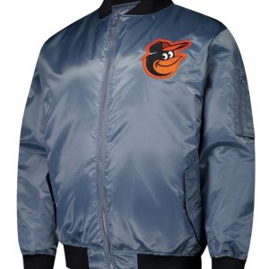 Baltimore Orioles Charcoal Bomber Full-zip Jacket
