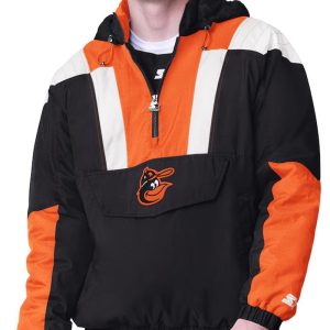 Black Baltimore Orioles Charger Half-zip Pullover Jacket