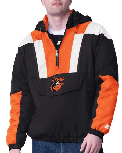 Black Baltimore Orioles Charger Half-zip Pullover Jacket