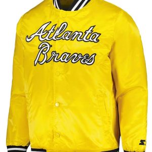 Atlanta Braves Gold Cross Bronx Fashion Varsity Satin Jacket