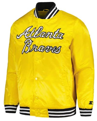 Atlanta Braves Gold Cross Bronx Fashion Varsity Satin Jacket