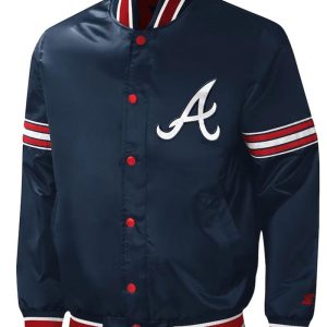 Atlanta Braves Midfield Navy Satin Jacket