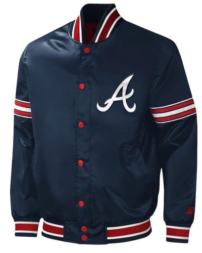 Atlanta Braves Midfield Navy Satin Jacket