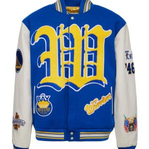 Golden State Warriors 7TH Championship Wool & Leather Jacket