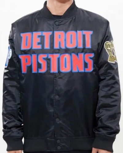 Bomber Detroit Pistons Red/Black Satin Jacket