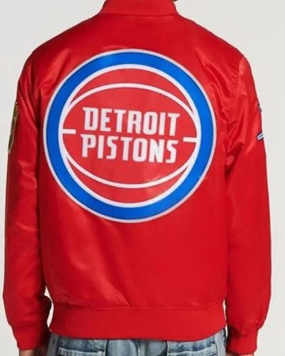 Bomber Detroit Pistons Red/Black Satin Jacket