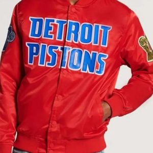 Bomber Detroit Pistons Red/Black Satin Jacket