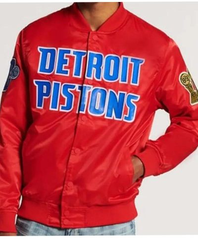 Bomber Detroit Pistons Red/Black Satin Jacket