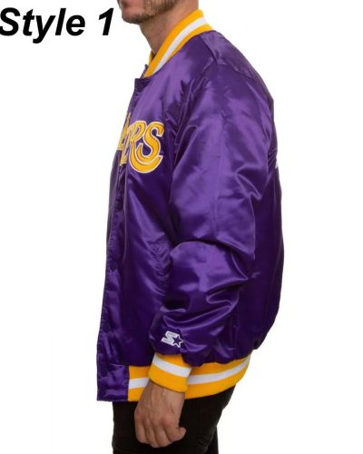 Bomber LA Lakers Purple Satin Jacket