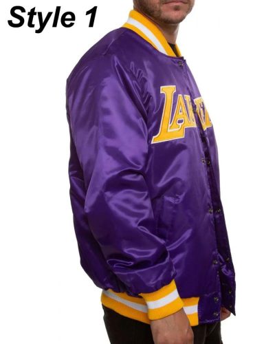 Bomber LA Lakers Purple Satin Jacket