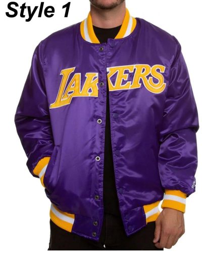 Bomber LA Lakers Purple Satin Jacket