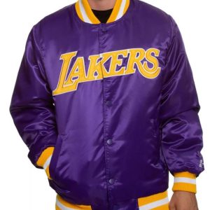Bomber LA Lakers Purple Satin Jacket