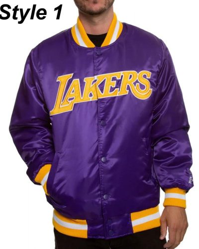 Bomber LA Lakers Purple Satin Jacket