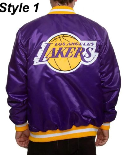 Bomber LA Lakers Purple Satin Jacket