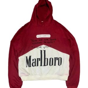 Marlboro Hoodie Maroon And White