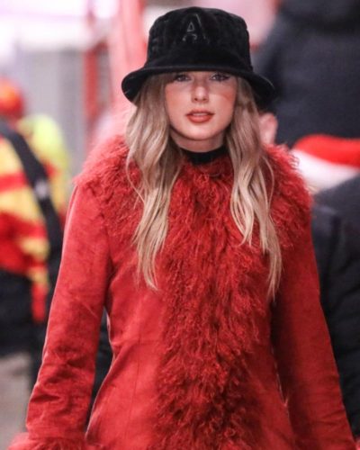 Taylor Swift Chiefs Game Red Fur Coat