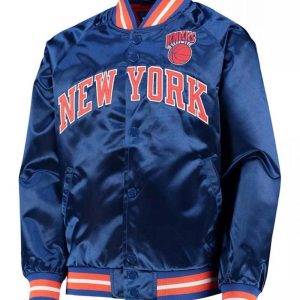 Hardwood Classics NY Knicks Blue Satin Jacket