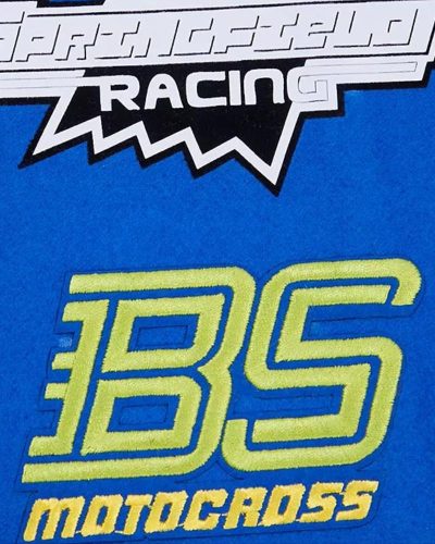 Men's Royal, White The Simpsons Racing Varsity Full Zip Jacket