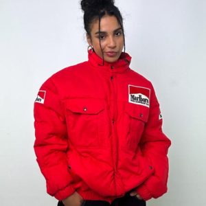 Red 90s Marlboro Puffer Jacket Coat