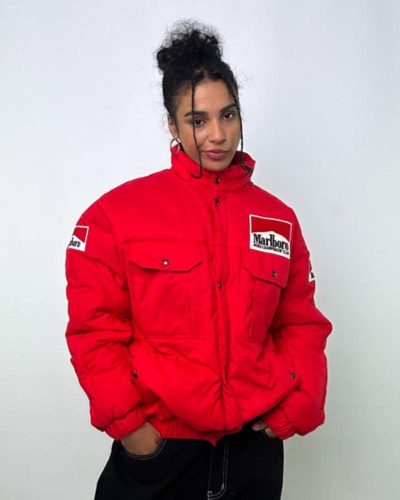 Red 90s Marlboro Puffer Jacket Coat