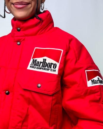 Red 90s Marlboro Puffer Jacket Coat