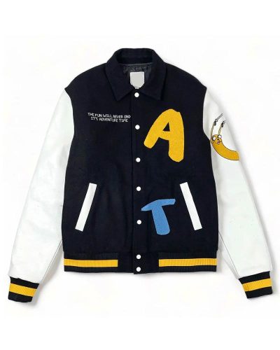 Adventure Time Black And White Varsity Jacket
