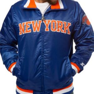 New York Knicks Starter Bomber Blue Satin Jacket