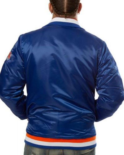 New York Knicks Starter Bomber Blue Satin Jacket