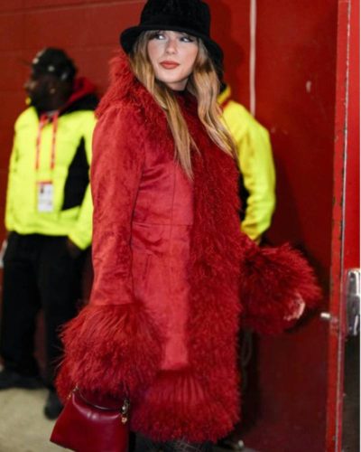 Taylor Swift Chiefs Game Red Fur Coat