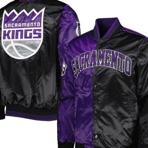 Sacramento Kings Purple/Black Fast Break Satin Jacket
