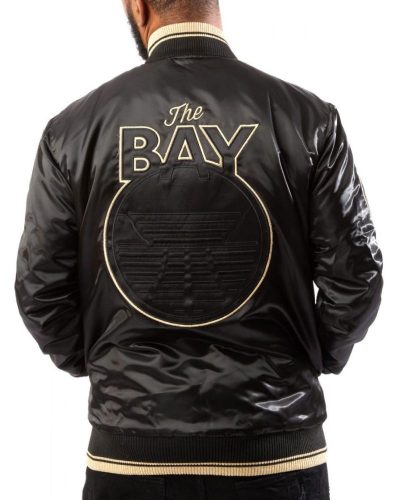 Starter Golden State Warriors Black/Gold Satin Bomber Jacket