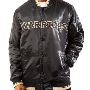Starter Golden State Warriors Black/Gold Satin Bomber Jacket